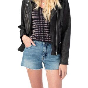 Grlfrnd | EUC High Rise Cut Off Denim Shorts With Slit in Blue Size 29